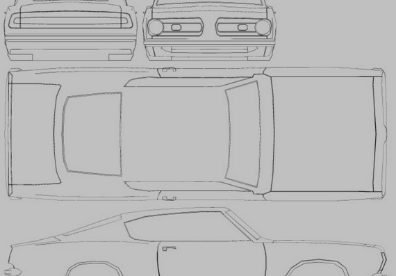 Plymouth Barracuda Fastback (1968) - drawings (drawings) of the car